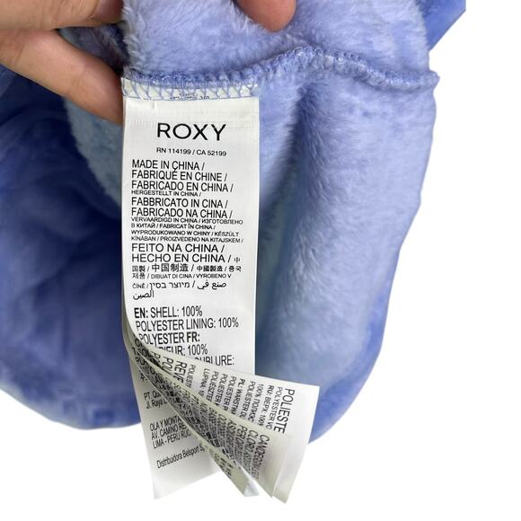 Roxy Tundra Warm Fleece Jacket Womens M Light Blue Zip Up Fuzzy Stand Collar NWT - Picture 7 of 10